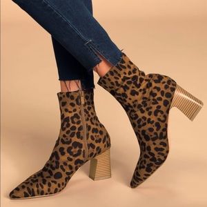 Eva Leopard Print Sock Bootie